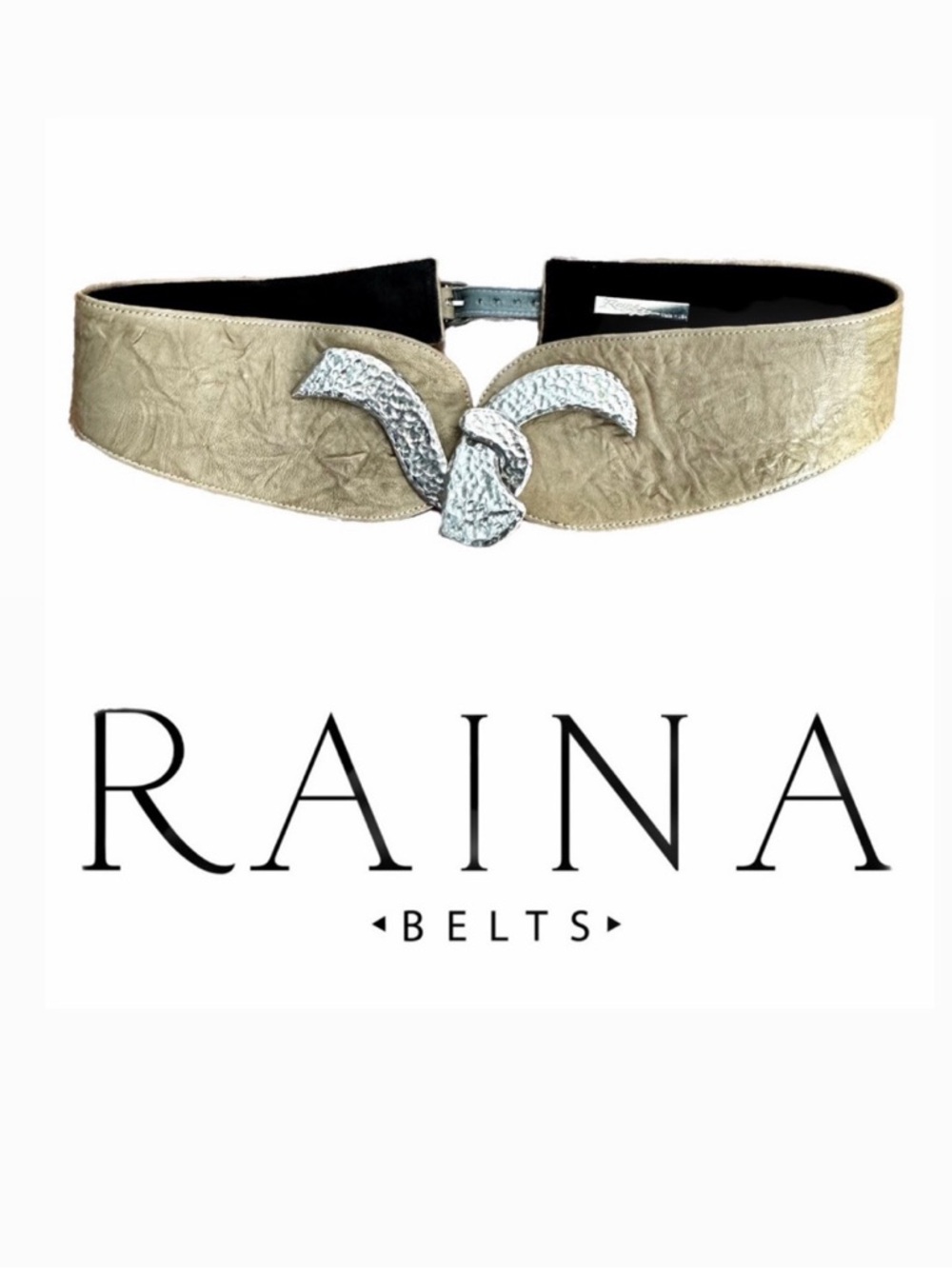 RAINA Leather Belt with Hammered Silver Buckle